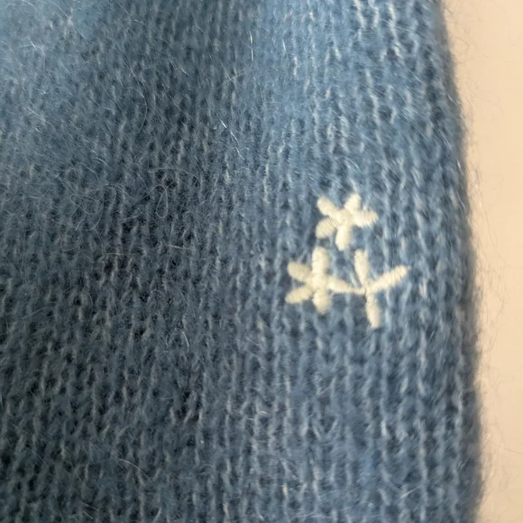 Sezane Blue Sweater with White Floral Embroidery Size S - Picture 5 of 5